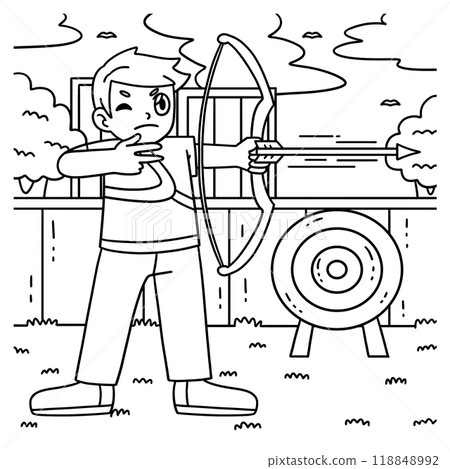 Archery Archer Shooting Arrow Coloring Page Archery Archer Shooting Arrow Coloring Page 118848992