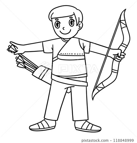 Archery Archer Taking Arrow from Quiver Isolated  118848999