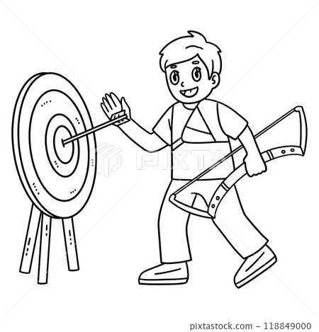 Archery Archer Retrieving Arrow Isolated Coloring  118849000