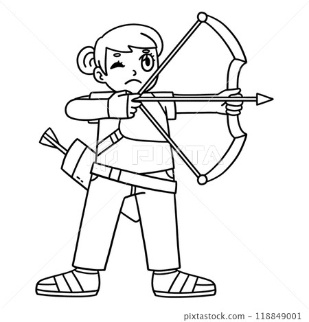 Archery Female Archer Taking Aim Isolated Coloring Archery Female Archer Taking Aim Isolated Coloring 118849001