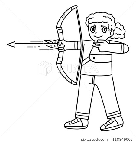Archery Female Archer Firing Arrow Isolated Archery Female Archer Firing Arrow Isolated 118849003