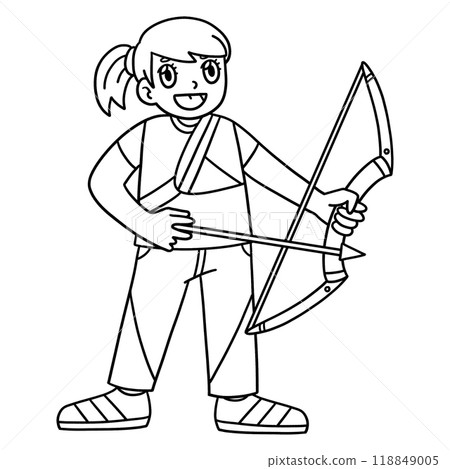 Archery Female Archer Ready to Aim Isolated Archery Female Archer Ready to Aim Isolated 118849005