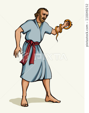 Vector drawing. A snake bit a man's hand Vector drawing. A snake bit a man's hand 118849232