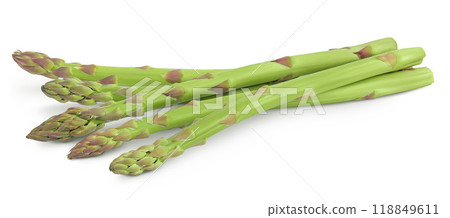 fresh asparagus isolated on white background with full depth of field 118849611