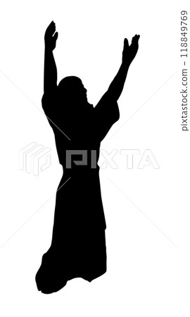 Praying man with his hands up. Vector drawing Praying man with his hands up. Vector drawing 118849769