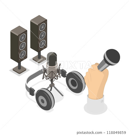 3D Isometric Flat  Illustration of Rap Music Lifestyle. Item 4 118849859