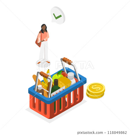 3D Isometric Flat  Illustration of Consumer Price Index Growth. Item 3 118849862
