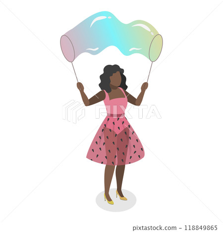 3D Isometric Flat  Set of Soap Bubble Show. Item 6 118849865