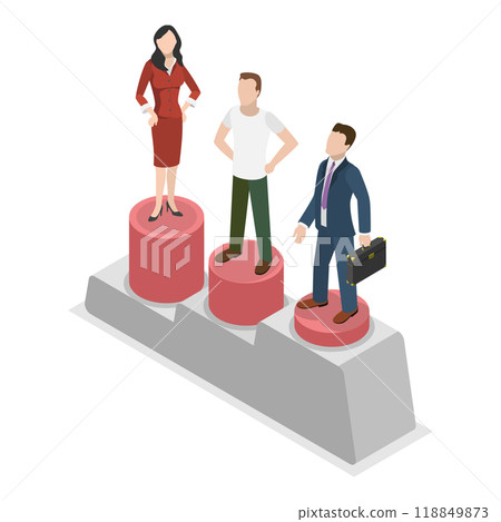 3D Isometric Flat Illustration of Equality vs Equity vs Justice. Item 2 3D Isometric Flat Illustration of Equality vs Equity vs Justice. Item 2 118849873