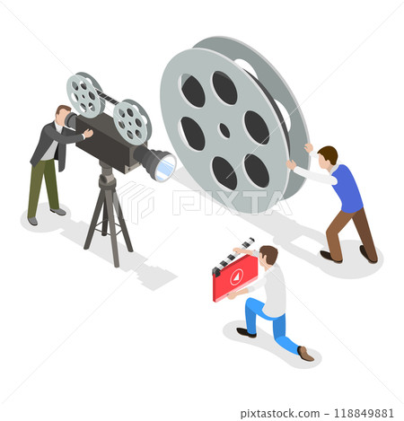 3D Isometric Flat  Illustration of Motion Design Studio. Item 1 118849881