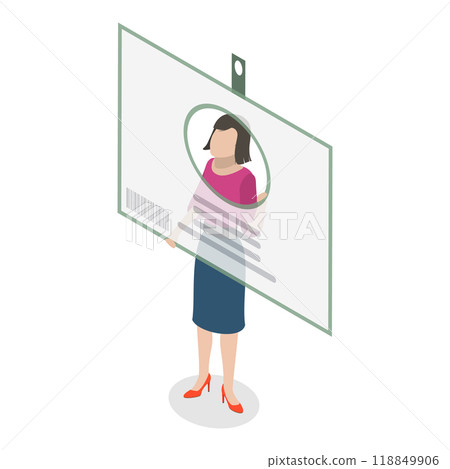 3D Isometric Flat  Illustration of Identification Badge. Item 1 118849906