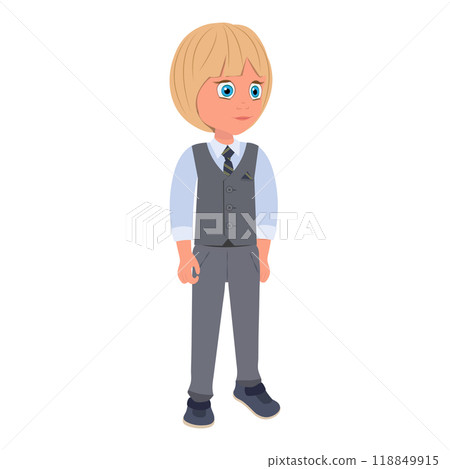 Flat  Illustration of Schoolboy Wearing School Uniform and Holding a Book. Item 3 118849915