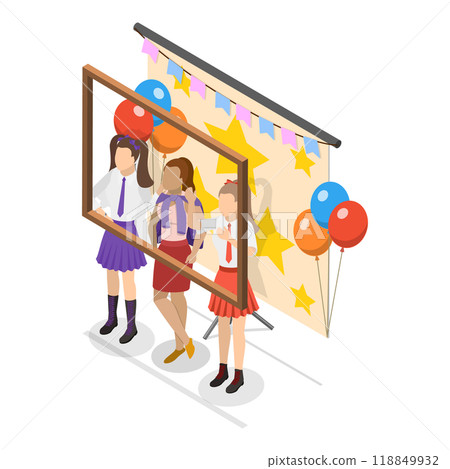 3D Isometric Flat  Illustration of School Fair. Item 1 118849932
