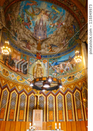 Inside Expiatory Church of the Sacred Heart of Jesus on the summit of Mount Tibidabo in Barcelona, Catalonia, Spain 118849973