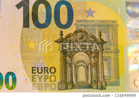 Macro shot of the hundred euro banknote Macro shot of the hundred euro banknote 118849999