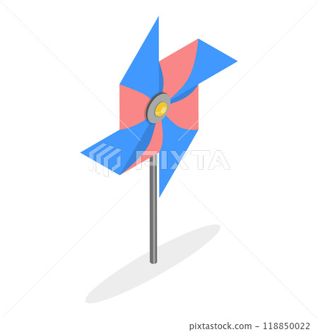 3D Isometric Flat  Set of Pinwheels. Item 5 118850022