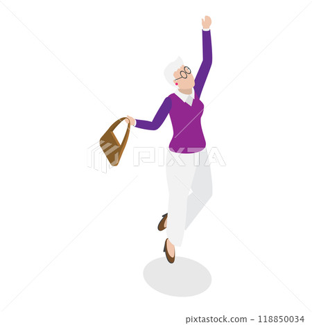 3D Isometric Flat Illustration of Happy Seniors. Item 1 3D Isometric Flat Illustration of Happy Seniors. Item 1 118850034