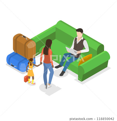 3D Isometric Flat Illustration of Hotel Customer Service. Item 2 3D Isometric Flat Illustration of Hotel Customer Service. Item 2 118850042