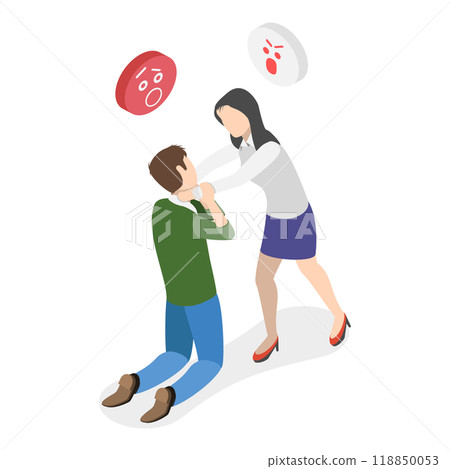 3D Isometric Flat  Illustration of Domestic Violence. Item 4 3D Isometric Flat  Illustration of Domestic Violence. Item 4 118850053