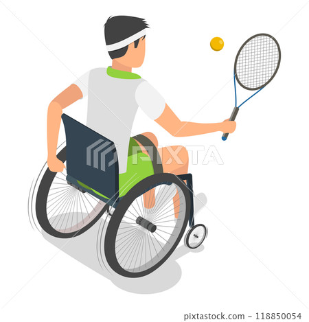 3D Isometric Flat  Set of Disabled Sportsmen. Item 6 3D Isometric Flat  Set of Disabled Sportsmen. Item 6 118850054