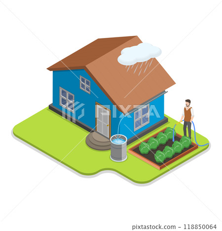 3D Isometric Flat  Illustration of Rooftop Garden. Item 2 118850064