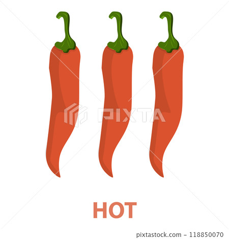 3D Isometric Flat  Set of Hot Chili Peppers. Item 2 118850070