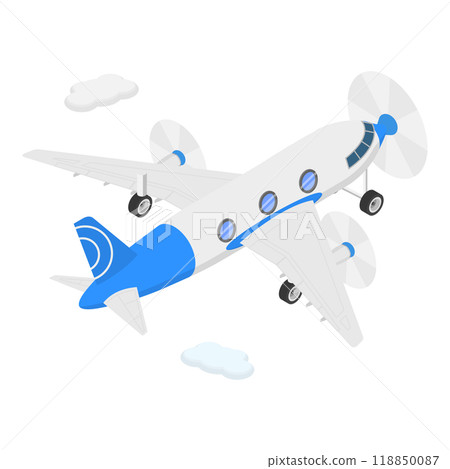 3D Isometric Flat  Illustration of Flying Vintage Airplanes. Item 2 118850087