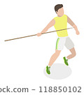 3D Isometric Flat  Set of a Character Javeling Throwing. Item 2 118850102