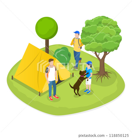 3D Isometric Flat  Set of Trail Adventures. Item 4 118850125
