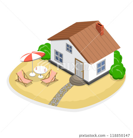 3D Isometric Flat  Set of Bungalows. Item 2 118850147