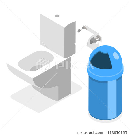 3D Isometric Flat  Set of Bathroom Interior Furniture. Item 4 118850165