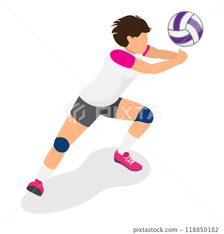 3D Isometric Flat Set of Volleyball Players.... - Stock Illustration ...
