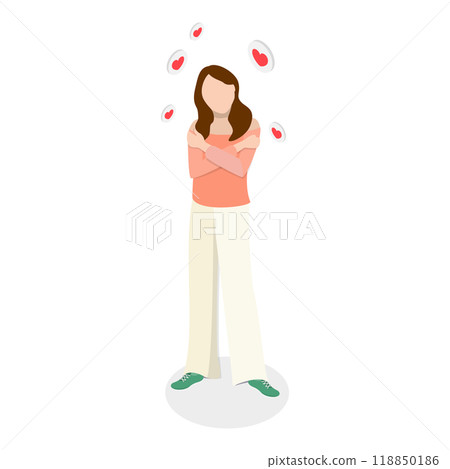 3D Isometric Flat  Illustration of Selflove. Item 1 118850186