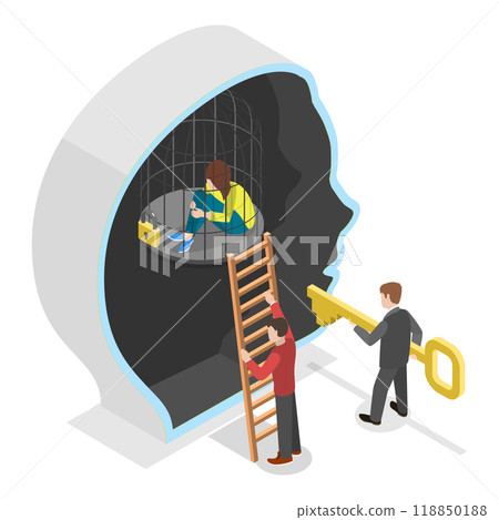 3D Isometric Flat  Illustration of Mind Prison. Item 3 118850188