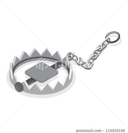 3D Isometric Flat Set of Wild Animal and Insect Traps. Item 1 3D Isometric Flat Set of Wild Animal and Insect Traps. Item 1 118850198