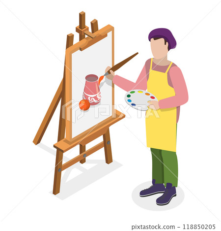 3D Isometric Flat Set of Creative Professions People. Item 3 3D Isometric Flat Set of Creative Professions People. Item 3 118850205