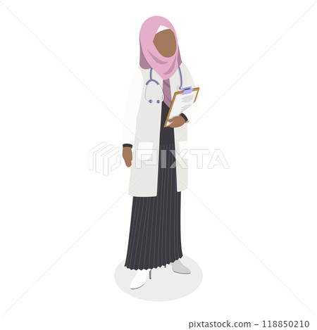 3D Isometric Flat  Set of Therapist Characters. Item 7 118850210