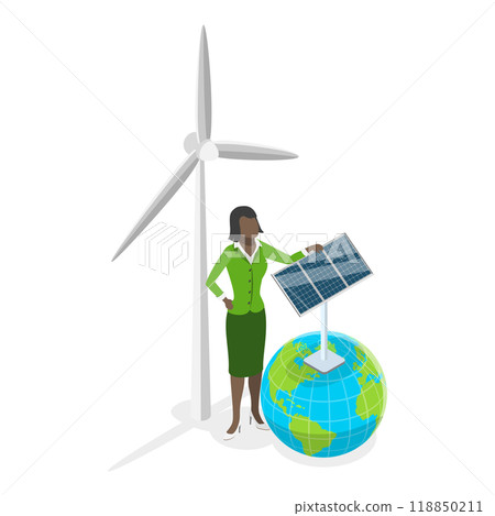 3D Isometric Flat  Illustration of Climate Change. Item 5 118850211