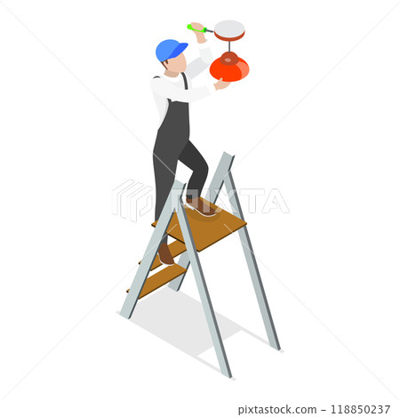 3D Isometric Flat  Set of Renovation and Decoration of Room. Item 2 3D Isometric Flat  Set of Renovation and Decoration of Room. Item 2 118850237