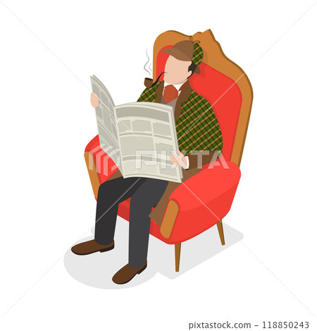 3D Isometric Flat  Set of Inspector Holmes Characters. Item 1 118850243
