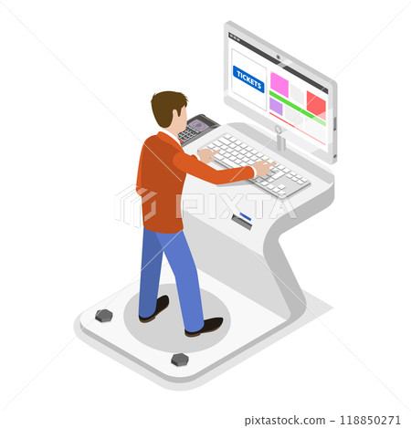 3D Isometric Flat  Set of Ticket Kiosks. Item 1 118850271