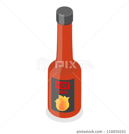 3D Isometric Flat  Set of Hot Sauces. Item 5 118850281