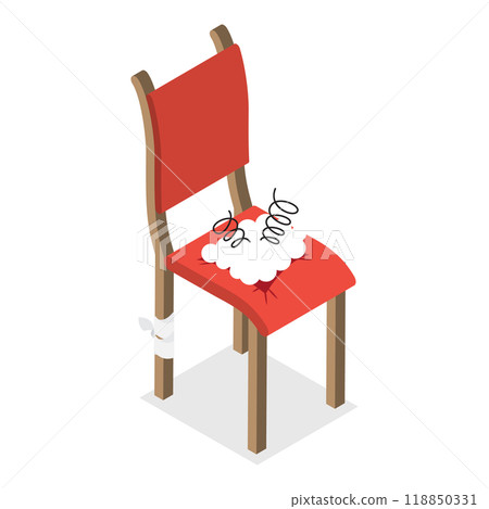 3D Isometric Flat  Set of Broken Furniture. Item 4 118850331
