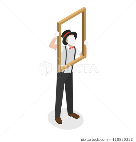 3D Isometric Flat  Set of Mime Actors. Item 3 118850338