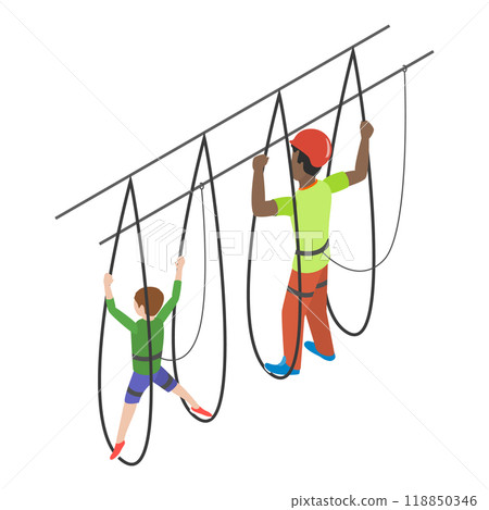 3D Isometric Flat Illustration of Rope Park. Item 3 3D Isometric Flat Illustration of Rope Park. Item 3 118850346