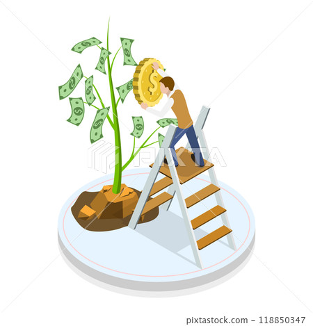 3D Isometric Flat  Illustration of Startup Funding. Item 3 118850347