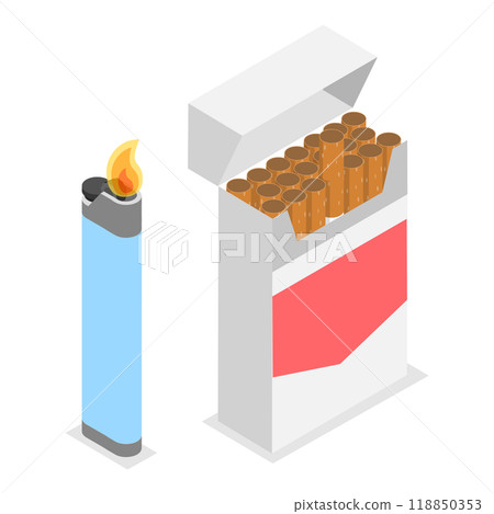 3D Isometric Flat  Set of Smoker Collection. Item 2 118850353