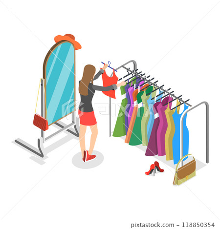 3D Isometric Flat  Set of Wardrobes. Item 2 118850354