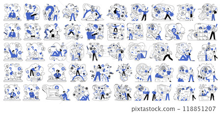 Corporate strategy vector illustration. Efficiency is currency exchanged in marketplace corporate strategy and professional management Innovation is muse inspiring artists 118851207