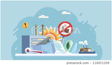 Climate change. Save the planet. Vector illustration Choose renewable resources to reduce environmental impact and fight climate change Celebrate World Environment Day by supporting policies Climate change. Save the planet. Vector illustration Choose renewable resources to reduce environmental impact and fight climate change Celebrate World Environment Day by supporting policies 118851209
